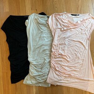 H by Halston-Black, Pink and Silver Ruched Blouses. You get all 3 pieces!